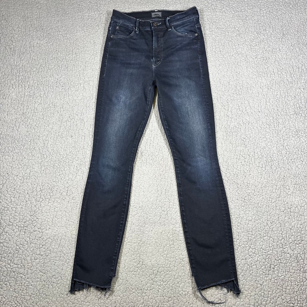 MOTHER Jeans Womens 24 The Stunner Zip Two Step Fray Blue Skinny Denim
